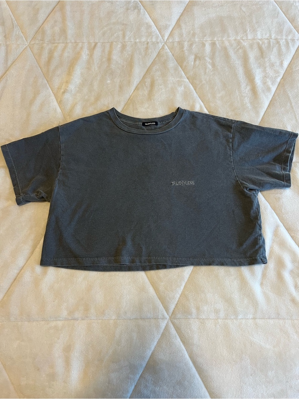 TALENTLESS Washed Charcoal Cropped Boxy Tee